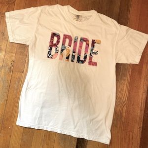 Bride tshirt White with Floral Letters size M